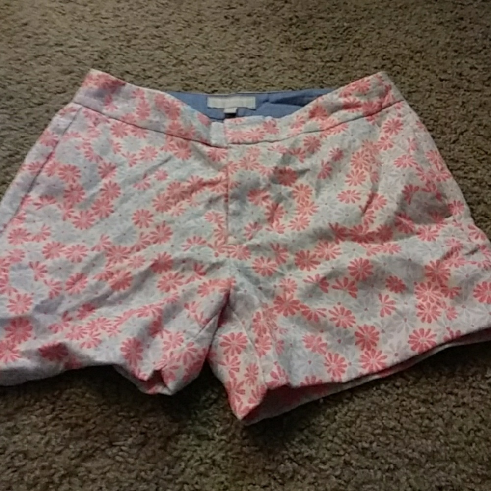 Pink and grey floral pattern shorts